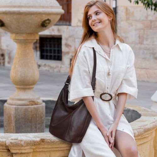 Image of Iswee Soft Leather Hobo Shoulder Crossbody Handbag Purse for Women Tote