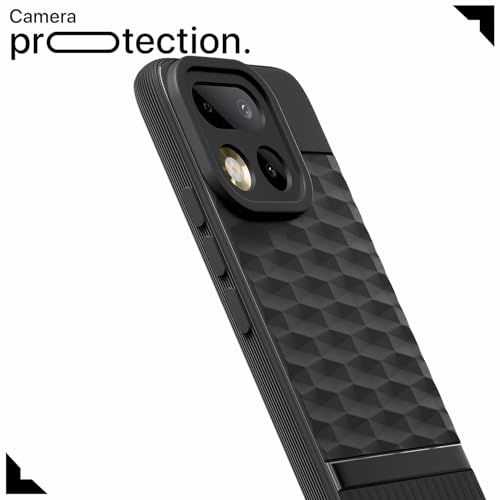 Image of Pikkme Back Cover for Realme 16 Pro 5G Camera Protection 3D Hexa Cube Design Silicone Protective Bumper Case (Black)