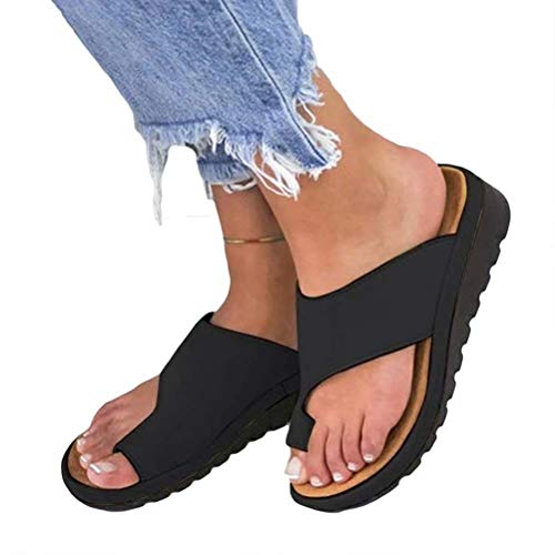 BestWalk Bunion Sandals Orthopedic Premium Toe Corrector Sandals (Black,9)