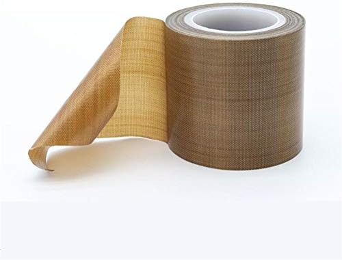 PTFE Coated Fiberglass Telfon Tape,high Temperature Tape,Drying Mechanical Conveyor Belt, Welding Sealing Tape,Teflon Tape for Vacuum Sealer Machine(Brown, 50mm x 11yards(33feet) x 0.18mm)