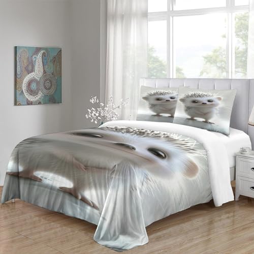 Housse de couette herisson parure de lit 200x200 drap microbuffre set de lit double 3 pieces - 5