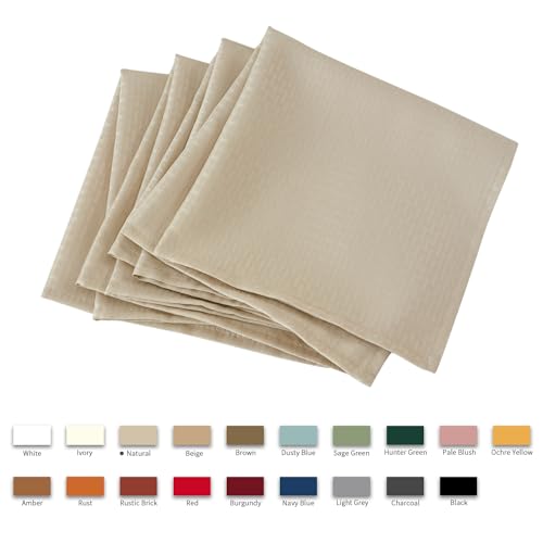 Image of maxmill Cloth Napkins 20 x 20 Inch Weaved Texture Pattern Soft Comfortable and Luxury Serviette for Restaurant Family Dinners Weddings Parties and Banquets Set of 4 Pieces, Natural
