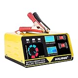 12V 24V Car Battery Charger, 15A Lead-Acid Lithium Battery Charger, Smart Trickle Charger Maintainer