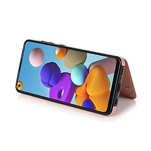 Asuwish Compatible With Samsung Galaxy A21S Case And Tempered Glass Screen Protector Cover Cell Accessories Card Holder Slot Kickstand Flip Phone Cases For Glaxay Galaxies A 21S Galaxya21S Rose Gold #TOP5