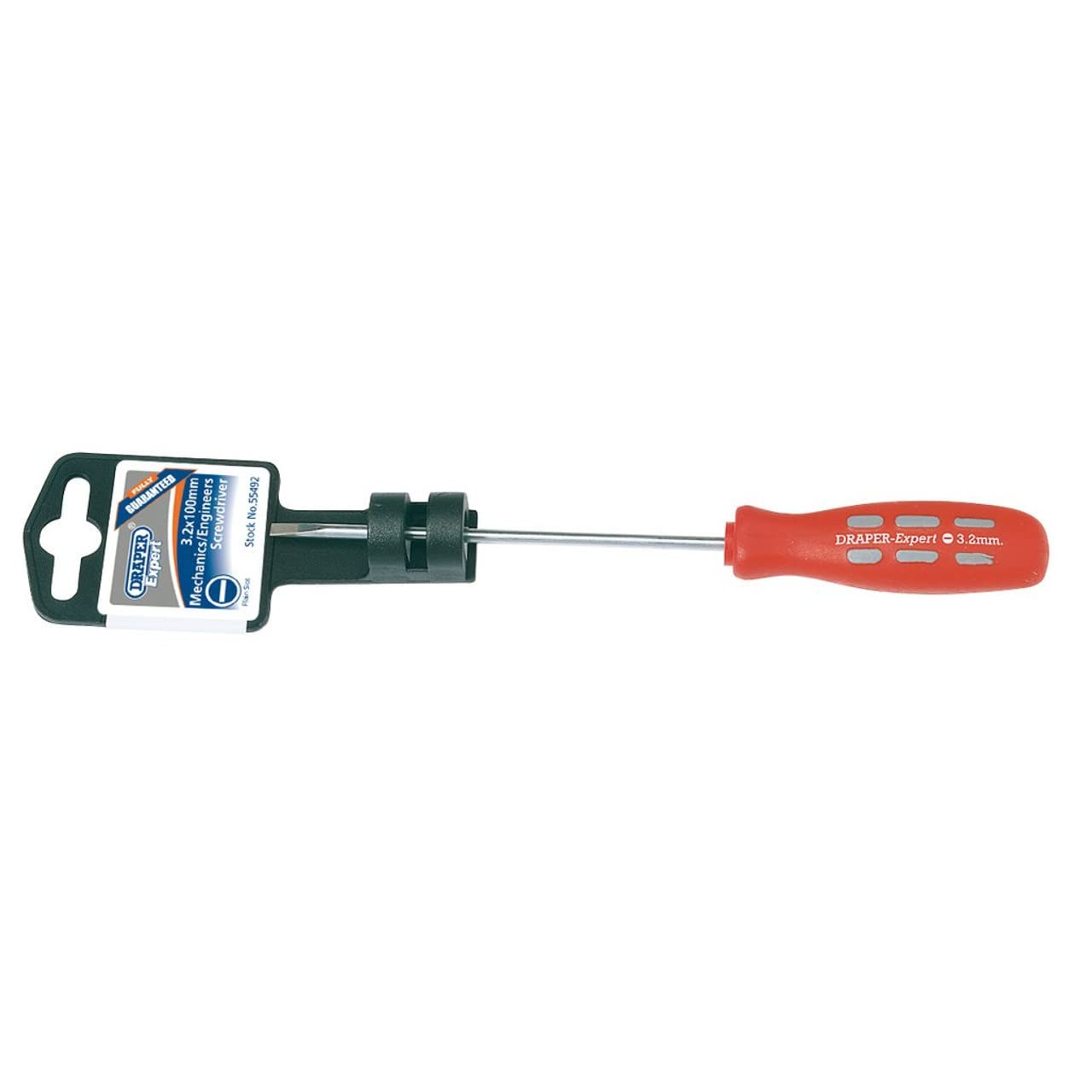Draper 55492 Expert Plain Slot Parallel Tip Mechanics Screwdriver, 3.2mm x 100mm, Blue