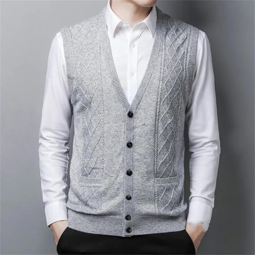 Men's Knitted Sweater Vest Fall Winter Casual V-Neck Button Front Cardigan Waistcoat for Layering2