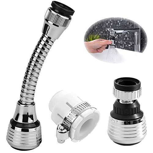 3pcs Schwenkbrause Mit Schlauch Drehbarer Wasserhahn Flexibler Wassersparender Wasserhahn Luftsprudler Wassersparer für Wasserhahn Wasserhahn VerläNgerung Küche für KüChe Badezimmer Spüle SprüHer Cover