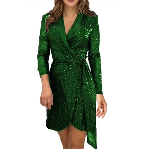 Robe d'invitée de mariage à paillettes manches longues pour une cérémonie chic