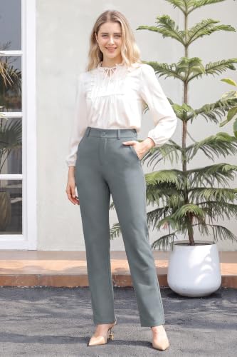 Image of Bamans Dress Pants Women Work Business Office Straight Leg Slacks
