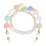 sourcing map Beads Eyeglass Chain, Pearl Glasses Strap Eyewear Retainer Chain Around Neck Sunglass Holder for Girls Women, Multicolor Heart