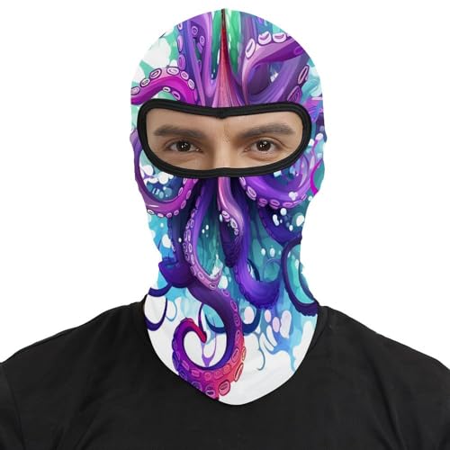 Pasamontañas unisex con estampado de pulpo colorido para frío, ideal para motos y esquí miniatura 2
