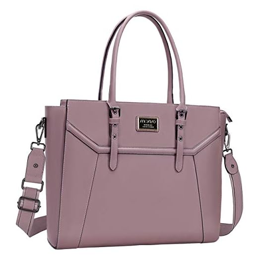 MOSISO Tote Bolsa para Mujeres (15.6-17 Pulgadas), Resistente al Agua PU Cuero la Oficina de Trabajo de Oficina Maletín Bolso de Mano con Grueso Compartimiento & Manija Superior Ajustable, Púrpura