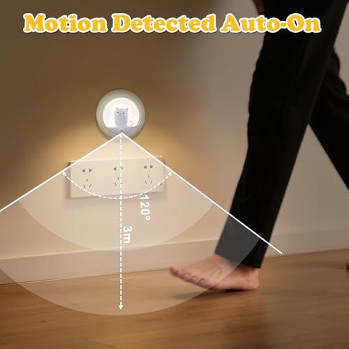 Image of Attivolife Cat Motion Sensor Light, Rechargeable Motion Activated Night Light LED Warm White, Adjustable Brightness, Portable for Kids Adults Bathroom Bedroom Hallway Stair-Yellow