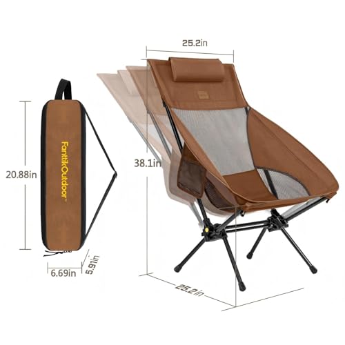 Image of FanttikOutdoor Zeta L8 Max Camping Chair, Portable & Lightweight, Comfort-Driven Foldable Rocking Chair with Carry Bag for Camping, Hiking, Patio, Fishing, Support up to 250 lbs, Brown
