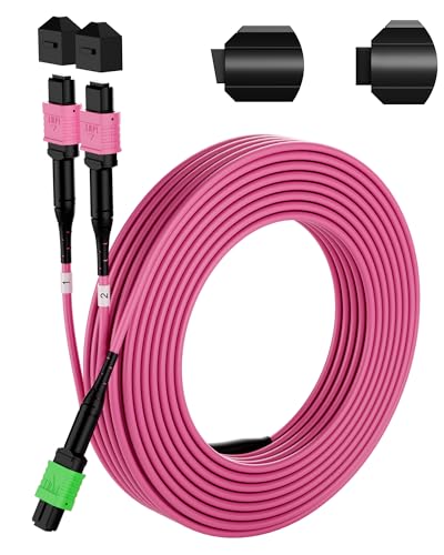 Image of OM4 MPO Breakout Cable 10M, 16 Fiber APC to 2 x 12 Fiber UPC, Type B Female MPO Multimode Fiber Patch Cable, LSZH, for 40G 100G 400G QSFP-DD QSFP28 Data Center Parallel Optics