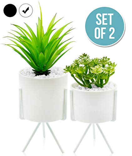Modern and Realistic Looking Fake Potted Plants – Comes with Chic Ceramic Pots