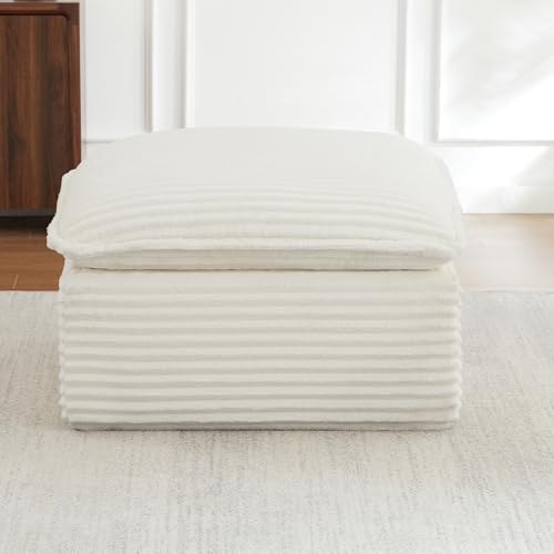 Image of Ottoman Module for Modular Sectional Sofa - Oversized Corduroy Footrest Add-on, Memory Foam Boneless Cloud Couch Extension, Sofa Seat for Living Room
