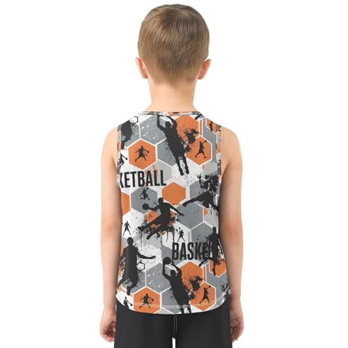 J JOYSAY Basketball Sports Plaid Boys Tank Top Sleeveless Muscle Shirts Quick Dry Workout Sport Active Kids T-Shirts 3-15T3