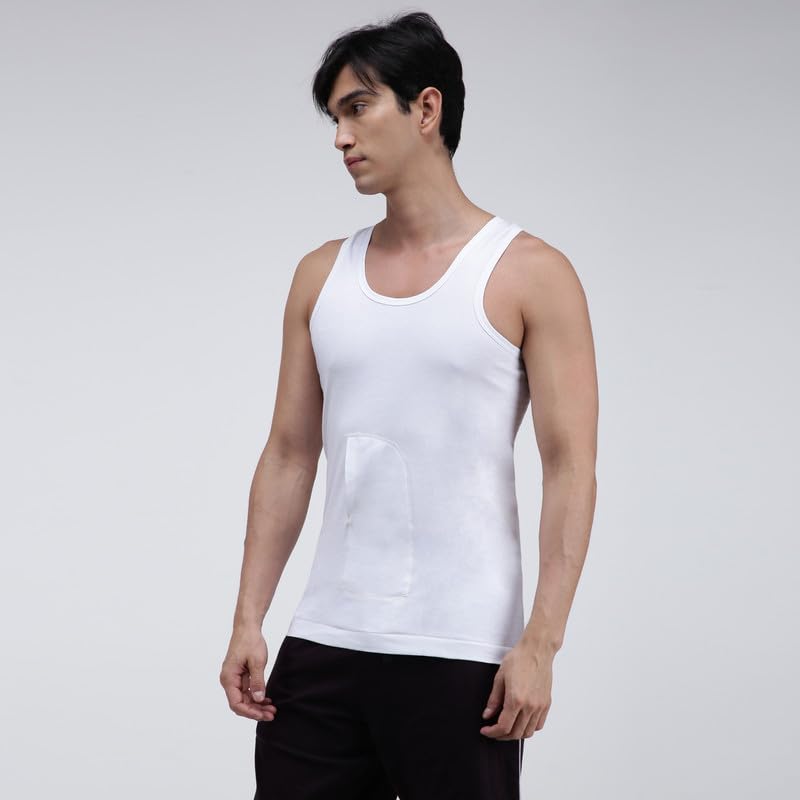 Amul Comfy White Men Cotton Solid Vest Sleeveless (Pack of 4) 3