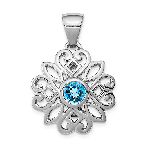 925 Sterling Silver Blue Topaz Flower Pendant Charm Necklace Gemstone Gardening Fine Jewelry For Women Gifts For Her