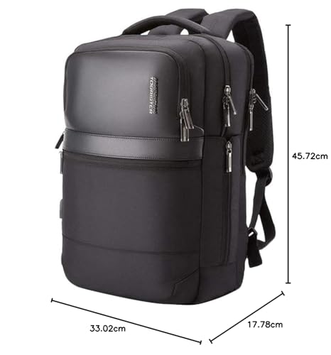 American Tourister Rubio 30L Executive Laptop Backpack with USB Port, Lockable Compartment, Expandable Storage, Smart Sleeve, Hidden Pocket & Rain Cover – Office, Business, Travel - BLACK