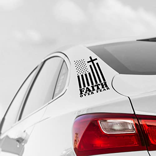 Jbling Us Flag Decal Faith Over Fear With A Cross #TOP3