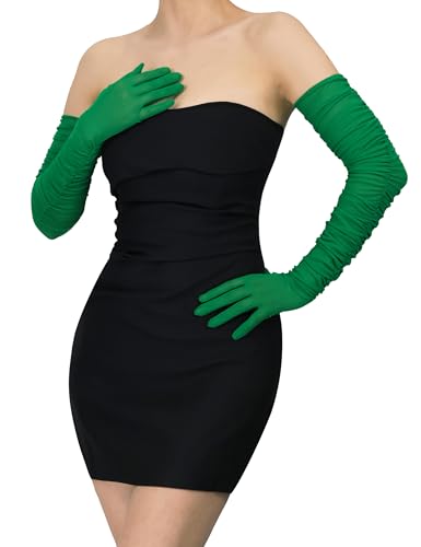 XXDingbs Womens Sexy Sheer Gloves Mesh Tulle Super Long Gloves Opera Christmas Costume Party Dance Glove Green