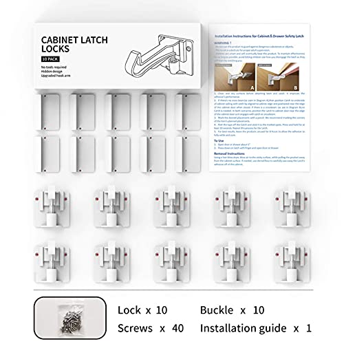 Cupboard Locks For Children - Child Safety Locks, Baby Proofing Drawer Kit Latches - No Drilling - Non Magnetic Child Proof Kitchen Cabinet Lock For Babies - Childproof - 15 Pack #TOP6
