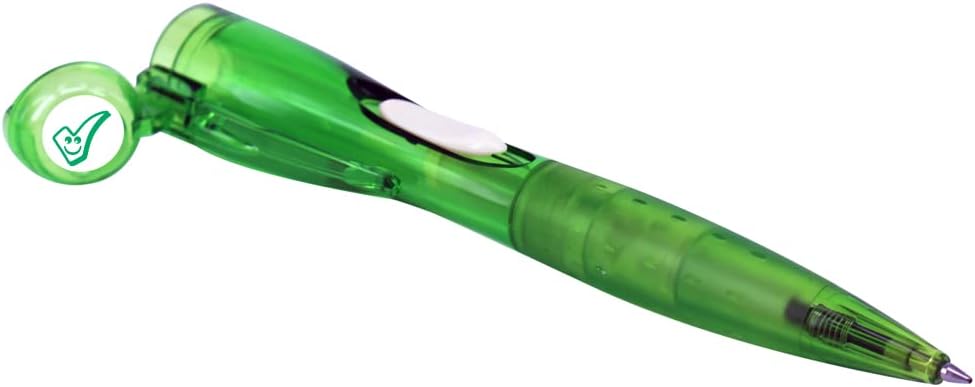 Teacher Smiley Green Tick Design Clix Stamper Marking Pen - Red Writing Ink