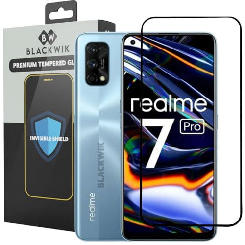 Image of Blackwik Tempered Glass Screen Protector for Realme 7 Pro with Edge-To-Edge Protector Coverage | Easy Installation Kit (Black)