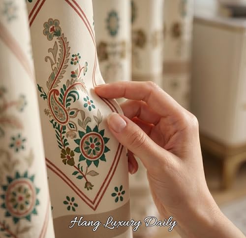Image of VAS COLLECTIONS 100% Room Darkening Blackout Door Curtains Set of 2, 7 Feet (121 x 213 cm), Floral Design Long Curtains for Living Room & Bedroom, Thermal Insulated, Privacy Curtains (Ethnic Mocha)