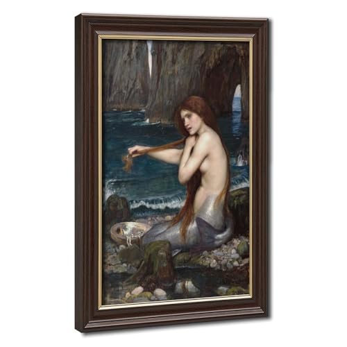 Toile d'art A Mermaid Waterhouse - Impression haute définition sur toile avec cadre en bois