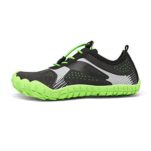 Nortiv 8 Kids Water Shoes Boys Girls Lightweight Athletic Outdoor Quick Dry Barefoot Sports Shoes Black Neon Green Size 6 Big Kid Aqua-K1 #TOP1