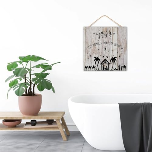 Cadeau chrétien idéal avec ce panneau décoratif Jésus en bois rétro - 5