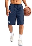 G Gradual Men's Basketball Shorts with Zipper Pockets Lightweight Quick Dry 11" Long Shorts for Men Athletic Gym(Navy,M)