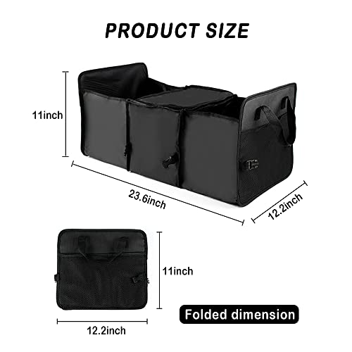 Ofband Collapsible Car Trunk Organizer With Cooler Bag,3 Compartments With Folding Buckle&Reinforced Handles Portable Car Organizers And Storage For Suv Car Truck Camping (Black) #TOP1