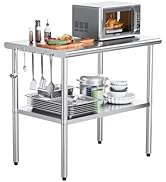 ROVSUN 30'' x 24'' Stainless Steel Table for Prep & Work,Commercial Worktables & Workstations, NS...