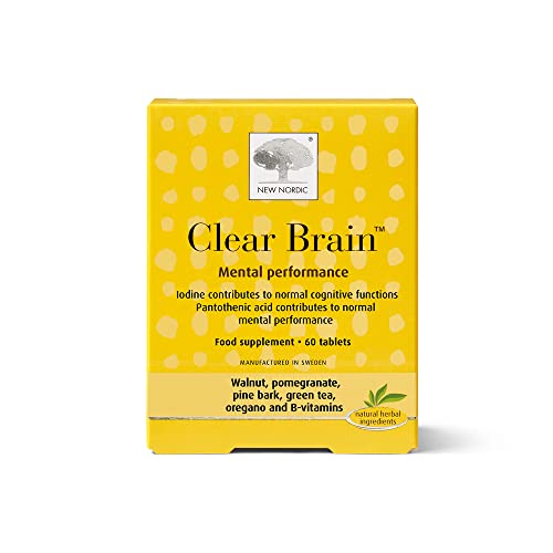 New Nordic Clear Brain, Natural Cognitive Enhancer & Brain Booster for Improved Focus, Memory & Concentration, 60 Tablets