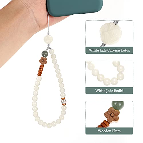 UKCOCO Phone Wrist Strap Buddha Beads Mobile Phone Strap Lanyard Keychain Hanging Pendant Chinese Style Phone Wrist Rope (Random Colors of Flowers)