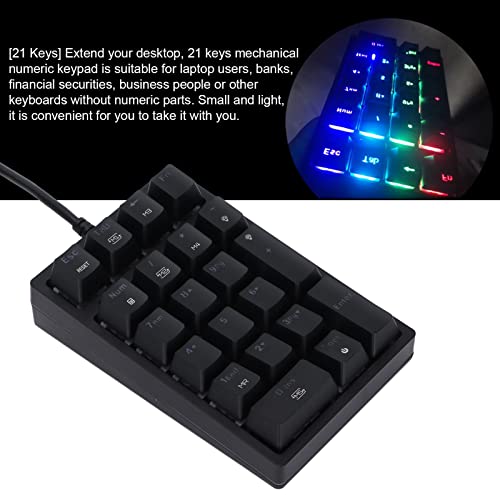 Yyoyy Usb Numeric Keypad, Rgb Backlit 21-Key Mechanical Gaming Numpad With Programmable Buttons, 13 Backlight Modes, Wired Number Pad For Pc Laptop Desktop, Plug And Play(Blue Switch) #TOP2
