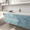 FunStick Blue Marble Self Adhesive Wallpaper Sticky Back Plastic Marble Effect Wallpaper for Living Room Vinyl Kitchen Worktop Covering Blue Kitchen Vinyl Wrap for Bathroom Cupboards 40CM×2M #5
