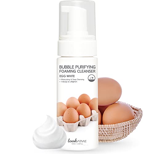 Lookatme Korean Face Wash For Sensitive Skin - Water Based Bubble Skincare Cleanser - K Beauty Natural Acne Foaming Cleaner - Hydrating Skin Care Cleansing Foam With Low Ph - Egg #TOP7