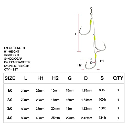 HNHYNSY Angelhaken Slow Jig Hooks Triple Assist Fishing Hook Set Hohe Kohlenstoffstahlfisch Fishhook Saltwater Lure… – Bild 3