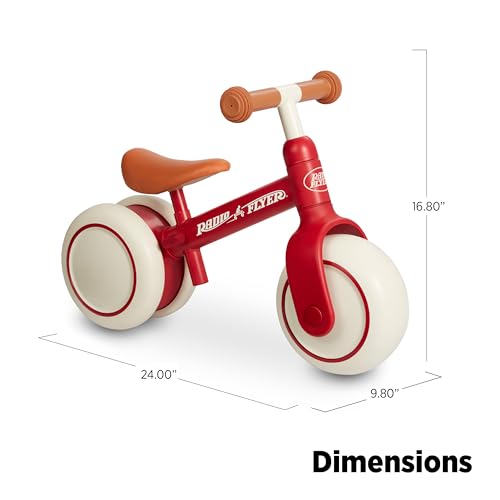Radio Flyer Steady Start Balance Bike, Red, for Kids Ages 1-3, Pedal Free for Quick Learning, Wide Front and Dual Rear Tires, Tool-Free Adjustable Seat, Quiet Ride Wheels, Kid & Toddler Balance Bikes by Radio Flyer - Image 3