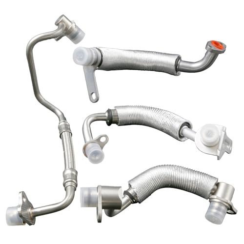Turbocharger Coolant Line Kit Compatible with BMW 1 2 3 4 5 Series F10 F22 F20 F30 X1 X3 X4 X5 Z4 N20 N26 2010-2018, Coolant Pipe 4-piece Set Replace 11538663516 11538663517 11428626652 11428626653