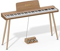 Rhymo Digital piano 88 Tasten Semi-Gewichtet - E-Piano mit Ständer, Triple Pedal, Bluetooth Audio/MIDI, 20W Lautsprecher, Mikrofon-Eingang, Dual Player Mode