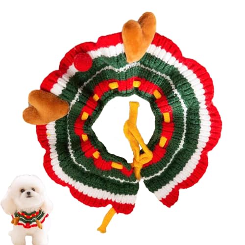 Gestricktes Haustierhalsband, Weihnachtshalsband für Katzen, gestrickt- Elchholz Urlaubs- Hundehalsbänder | Herbst- und Winter- Festivalhalsband, Anim- Halswärmer