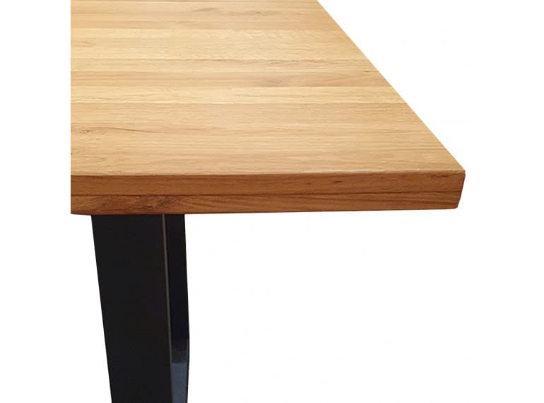 Belhome Table de Repas en chêne Massif avec piètement métal L180cm - QUÉBEC