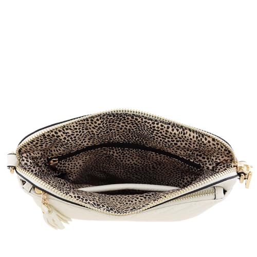 Image of FashionPuzzle Chevron Quilted Medium Crossbody Bag with Tassel Accent