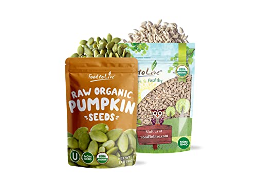 Organic Seed Kernels Bundle - Organic Pepitas/Pumpkin Seeds, 2 Pounds And Organic Sunflower Seeds, 2 Pounds - Non-Gmo, Kosher, Raw, Vegan, No Shell #TOP6